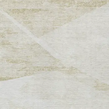 3' X 5' Khaki Beige And Ivory Abstract Washable Indoor Outdoor Area Rug
