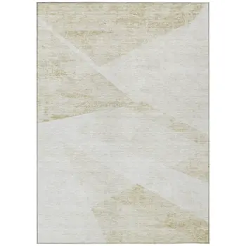 5' X 8' Khaki Beige And Ivory Abstract Washable Indoor Outdoor Area Rug