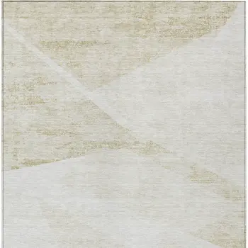 9' X 12' Khaki Beige And Ivory Abstract Washable Indoor Outdoor Area Rug