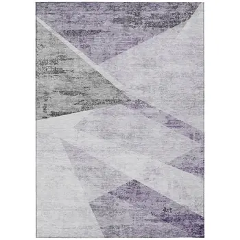 5' X 8' Purple Gray And Charcoal Abstract Washable Indoor Outdoor Area Rug