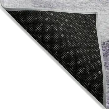 5' X 8' Purple Gray And Charcoal Abstract Washable Indoor Outdoor Area Rug