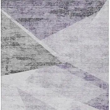 10' X 14' Purple Gray And Charcoal Abstract Washable Indoor Outdoor Area Rug