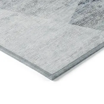 3' X 5' Sky Blue Gray And Charcoal Abstract Washable Indoor Outdoor Area Rug