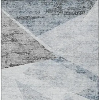 5' X 8' Sky Blue Gray And Charcoal Abstract Washable Indoor Outdoor Area Rug