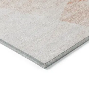 9' X 12' Salmon Peach And Ivory Abstract Washable Indoor Outdoor Area Rug
