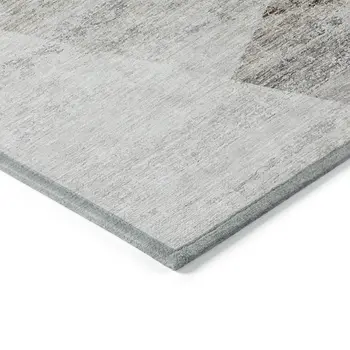 3' X 5' Silver Beige And Gray Abstract Washable Indoor Outdoor Area Rug