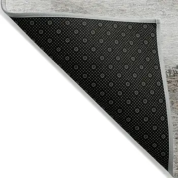 5' X 8' Silver Beige And Gray Abstract Washable Indoor Outdoor Area Rug