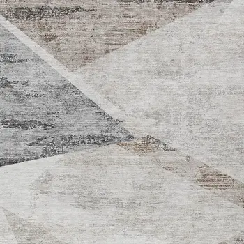8' X 10' Silver Beige And Gray Abstract Washable Indoor Outdoor Area Rug