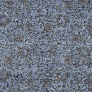 8' X 10' Blue Gray And Charcoal Floral Washable Indoor Outdoor Area Rug