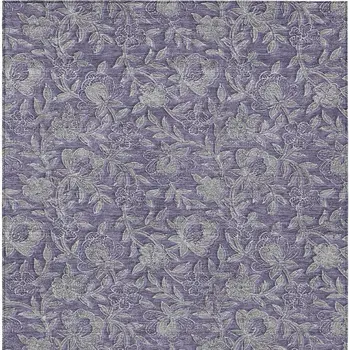 3' X 5' Eggplant Purple And Gray Floral Washable Indoor Outdoor Area Rug