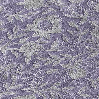 8' Eggplant Purple And Gray Round Floral Washable Indoor Outdoor Area Rug