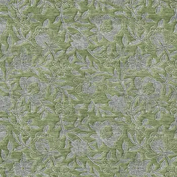 8' X 10' Olive Green And Gray Floral Washable Indoor Outdoor Area Rug
