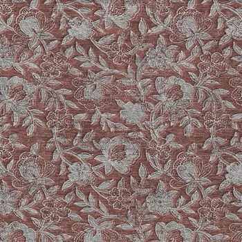 9' X 12' Orange Gray And Silver Floral Washable Indoor Outdoor Area Rug