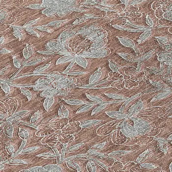 3' X 5' Terra Cotta Copper And Taupe Floral Washable Indoor Outdoor Area Rug