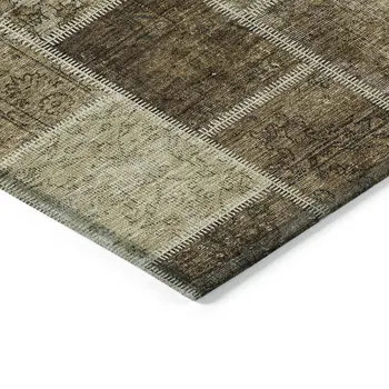 3' X 5' Brown Beige And Taupe Patchwork Washable Indoor Outdoor Area Rug
