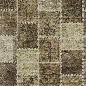 5' X 8' Brown Beige And Taupe Patchwork Washable Indoor Outdoor Area Rug