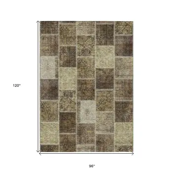 8' X 10' Brown Beige And Taupe Patchwork Washable Indoor Outdoor Area Rug