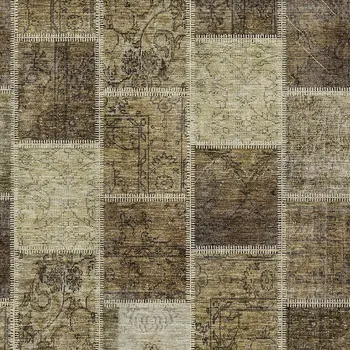 8' X 10' Brown Beige And Taupe Patchwork Washable Indoor Outdoor Area Rug