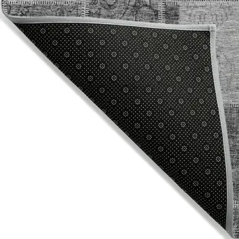 10' X 14' Gray Charcoal And Silver Patchwork Washable Indoor Outdoor Area Rug