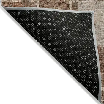 3' X 5' Orange Copper And Beige Patchwork Washable Indoor Outdoor Area Rug