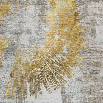 8' X 10' Gold Beige And Ivory Abstract Washable Indoor Outdoor Area Rug