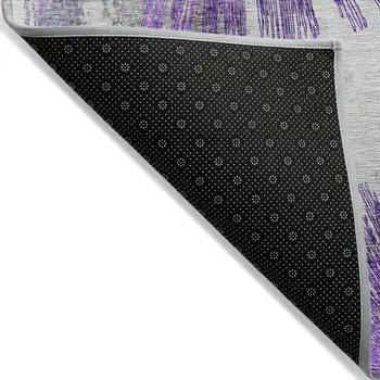 5' X 8' Purple Gray And Charcoal Abstract Washable Indoor Outdoor Area Rug