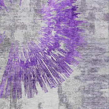 9' X 12' Purple Gray And Charcoal Abstract Washable Indoor Outdoor Area Rug