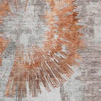 3' X 5' Terra Cotta Copper And Taupe Abstract Washable Indoor Outdoor Area Rug