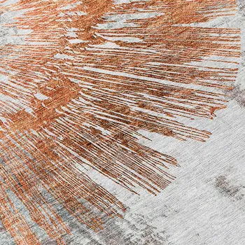 8' X 10' Terra Cotta Copper And Taupe Abstract Washable Indoor Outdoor Area Rug