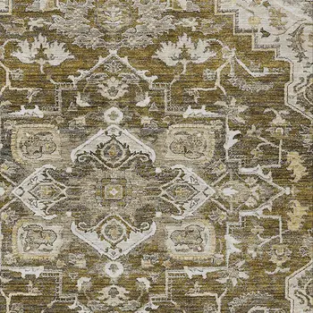 3' X 5' Brown Beige And Taupe Oriental Washable Indoor Outdoor Area Rug
