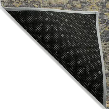 8' X 10' Gray Charcoal And Silver Oriental Washable Indoor Outdoor Area Rug