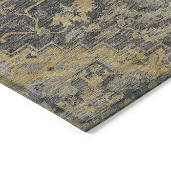 8' X 10' Gray Charcoal And Silver Oriental Washable Indoor Outdoor Area Rug