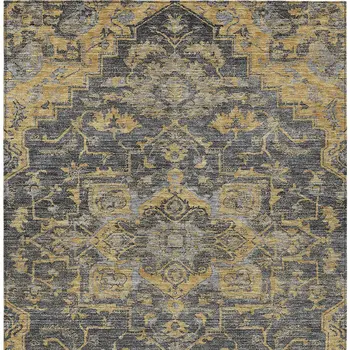 9' X 12' Gray Charcoal And Silver Oriental Washable Indoor Outdoor Area Rug