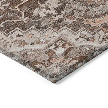 9' X 12' Terra Cotta Brown And Copper Oriental Washable Indoor Outdoor Area Rug