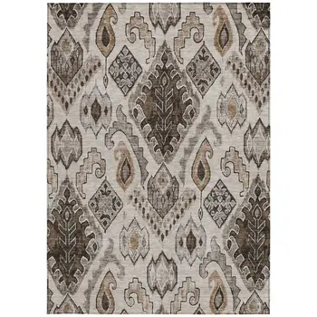 3' X 5' Brown And Beige Moroccan Washable Indoor Outdoor Area Rug