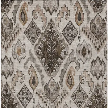 9' X 12' Brown And Beige Moroccan Washable Indoor Outdoor Area Rug