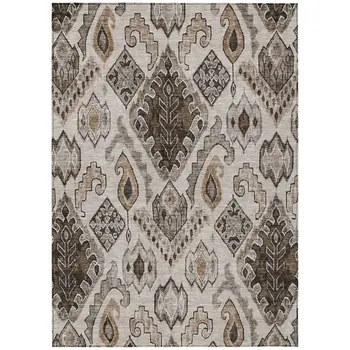 9' X 12' Brown And Beige Moroccan Washable Indoor Outdoor Area Rug