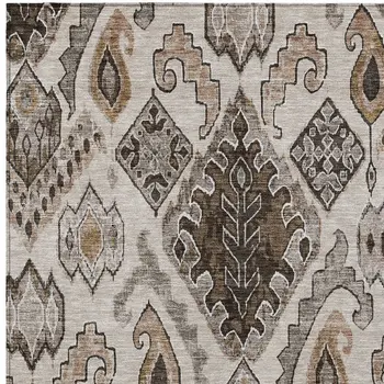 9' X 12' Brown And Beige Moroccan Washable Indoor Outdoor Area Rug
