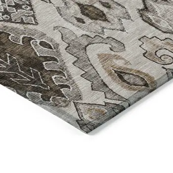 10' X 14' Brown And Beige Moroccan Washable Indoor Outdoor Area Rug