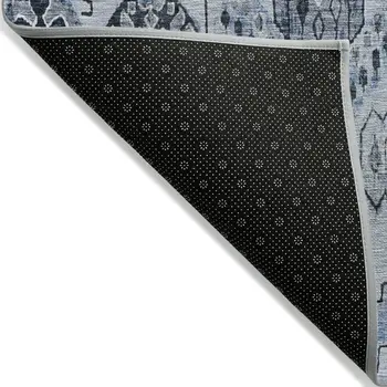 5' X 8' Denim Blue And Sky Blue Moroccan Washable Indoor Outdoor Area Rug