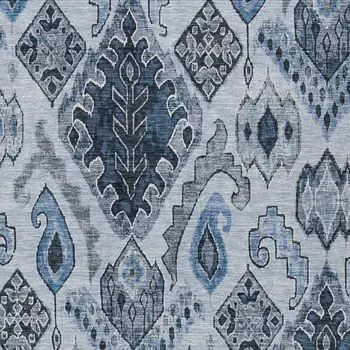5' X 8' Denim Blue And Sky Blue Moroccan Washable Indoor Outdoor Area Rug