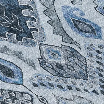 5' X 8' Denim Blue And Sky Blue Moroccan Washable Indoor Outdoor Area Rug