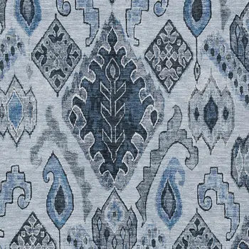 8' X 10' Denim Blue And Sky Blue Moroccan Washable Indoor Outdoor Area Rug
