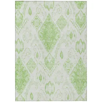 5' X 8' Artichoke Green Mint Green And Ivory Moroccan Washable Indoor Outdoor Area Rug