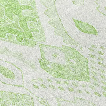 8' Artichoke Green Mint Green And Ivory Round Moroccan Washable Indoor Outdoor Area Rug