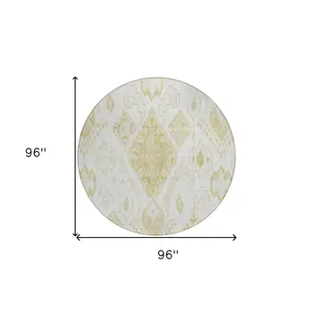 8' Beige Tan And Ivory Round Moroccan Washable Indoor Outdoor Area Rug