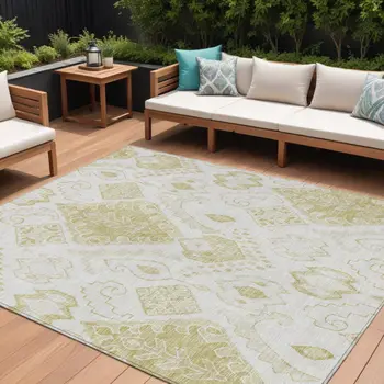 8' X 10' Beige Tan And Ivory Moroccan Washable Indoor Outdoor Area Rug