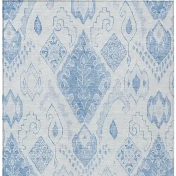 5' X 8' Denim Blue And Sky Blue Moroccan Washable Indoor Outdoor Area Rug