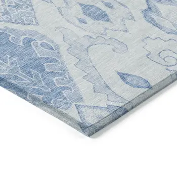 9' X 12' Denim Blue And Sky Blue Moroccan Washable Indoor Outdoor Area Rug