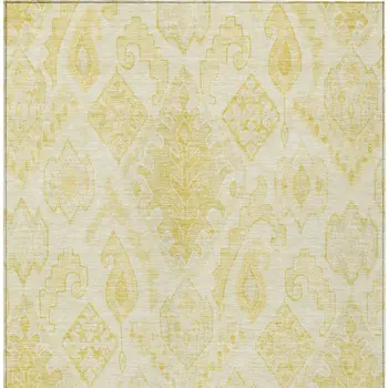 3' X 5' Gold Ivory And Beige Moroccan Washable Indoor Outdoor Area Rug